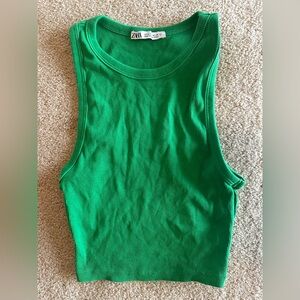 XS Green CROPPED Zara Tank Top